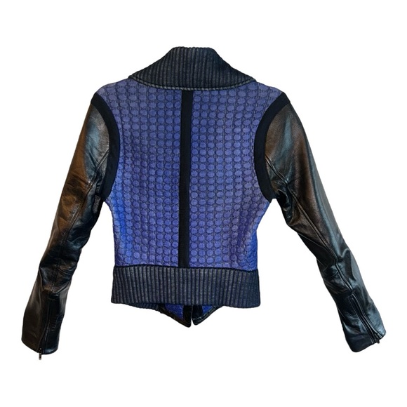 Gothic Biker Moto Jacket Wrap Over Zip Up Cinched/Fitted Waist, Lamb Leather, SM - Picture 2 of 5